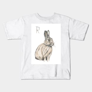 R for Rabbit alphabet illustration Kids T-Shirt